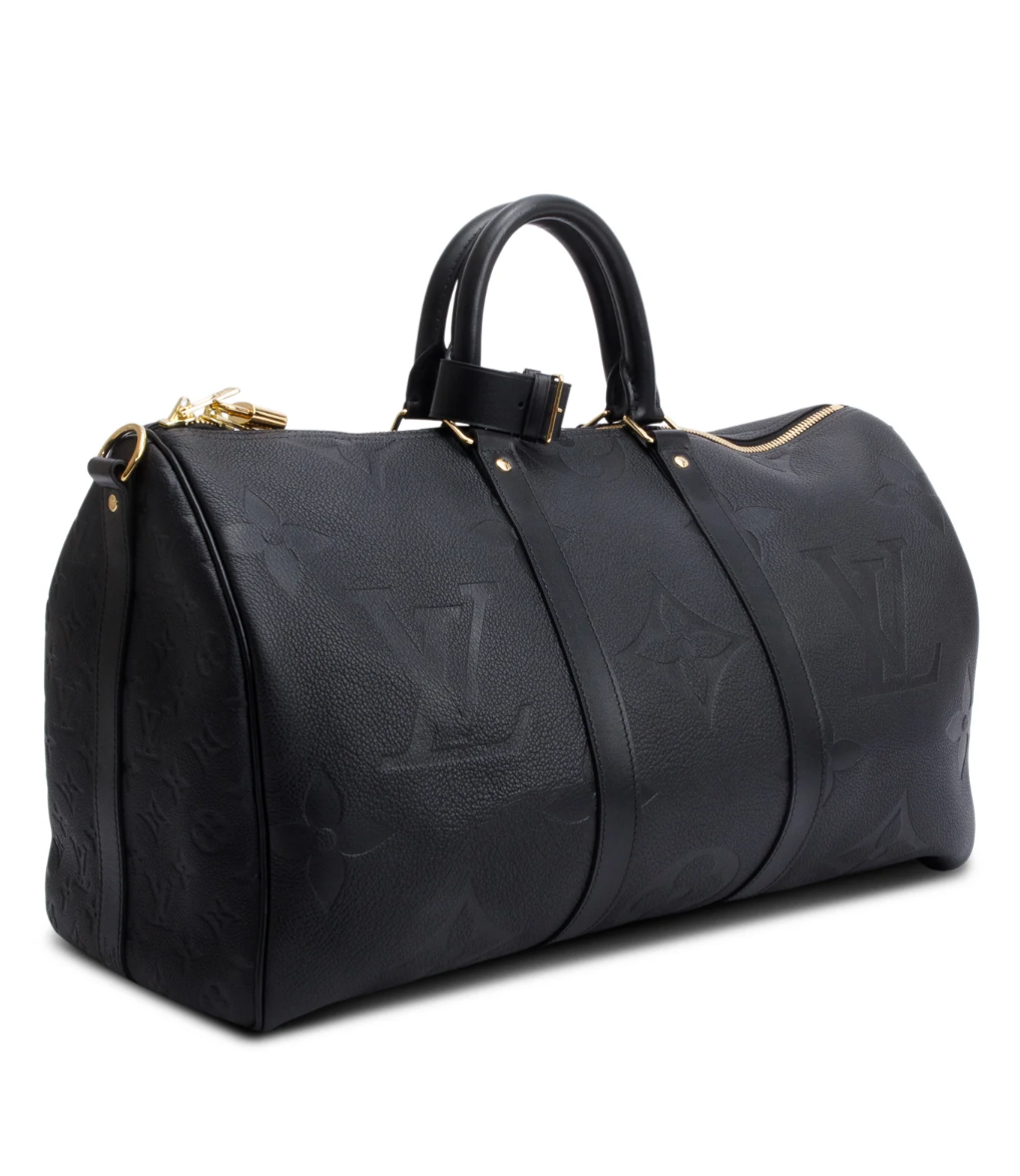 Louis Vuitton Keepall Bandoulière 50 – Black Monogram Empreinte Leather