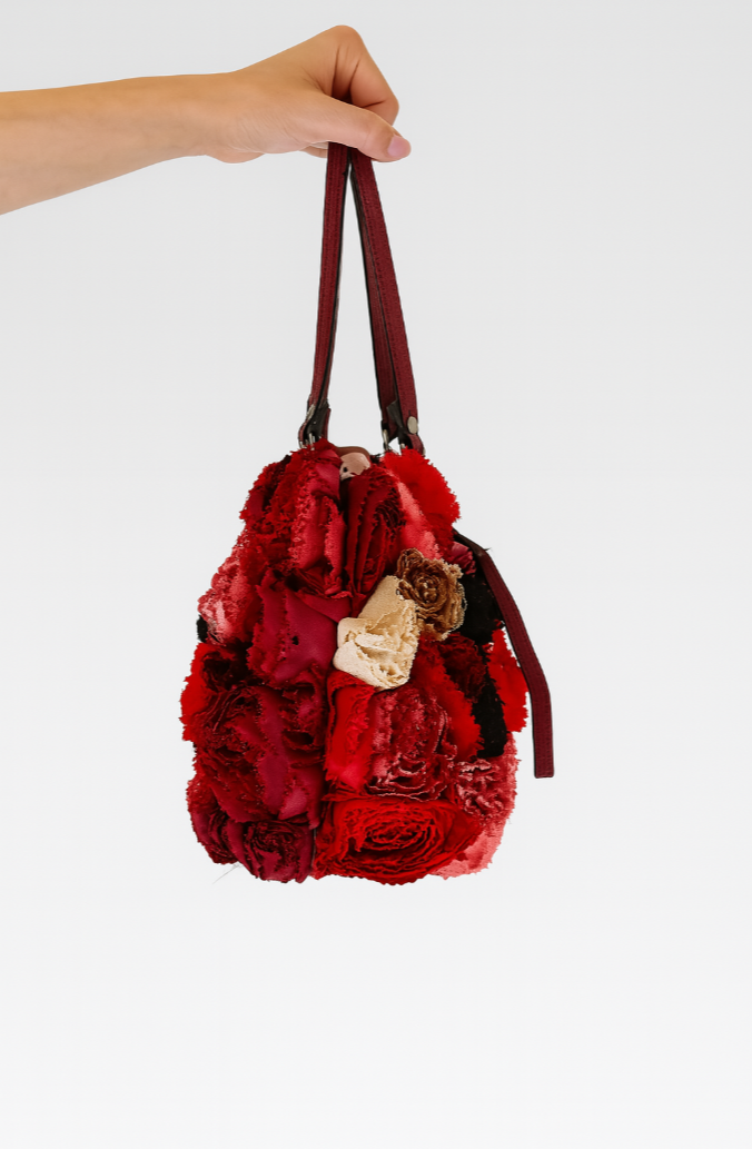 Valentino Garavani Red Silk Rose Tote Bag