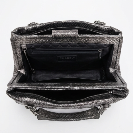 Chanel Metallic Silver Python CC Frame Bag