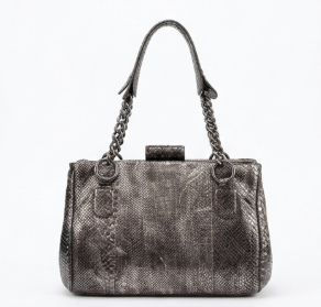 Chanel Metallic Silver Python CC Frame Bag