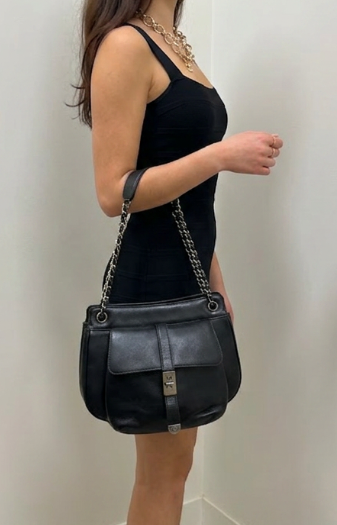 Chanel Mademoiselle Black Calfskin Hobo Bag