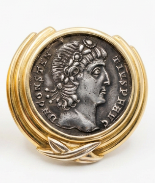 18K Gold Brinkhaus Roman Coin Earrings