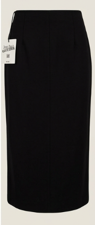 Jean Paul Gaultier Femme Black Stretch Gabardine Midi Skirt