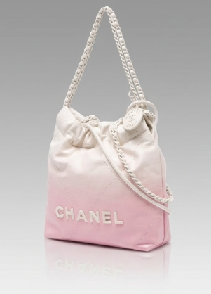 Chanel 22 Mini Hobo Bag, White and Pink Ombré Patent Calfskin