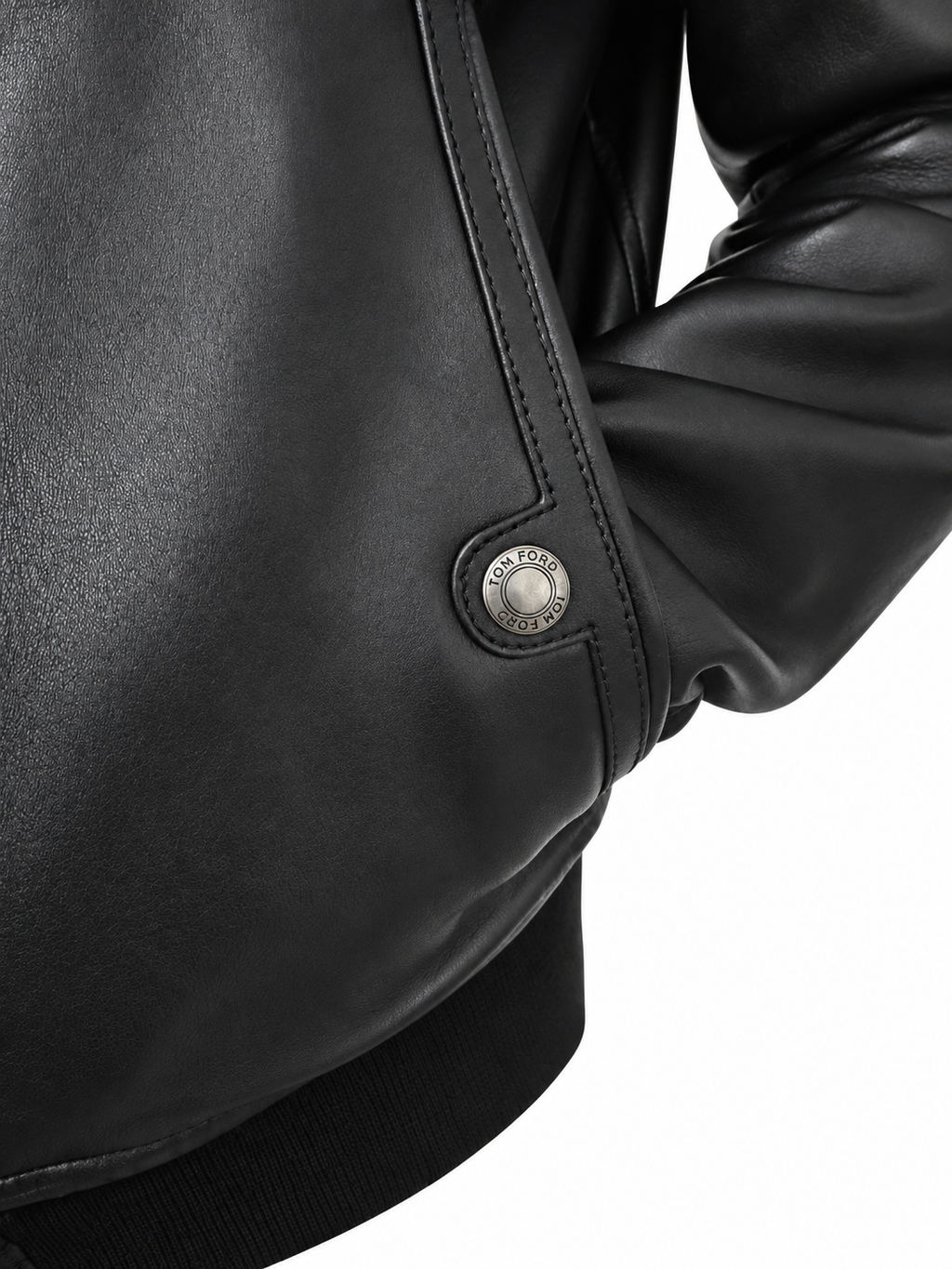 Tom Ford Black Lambskin Leather Bomber Jacket