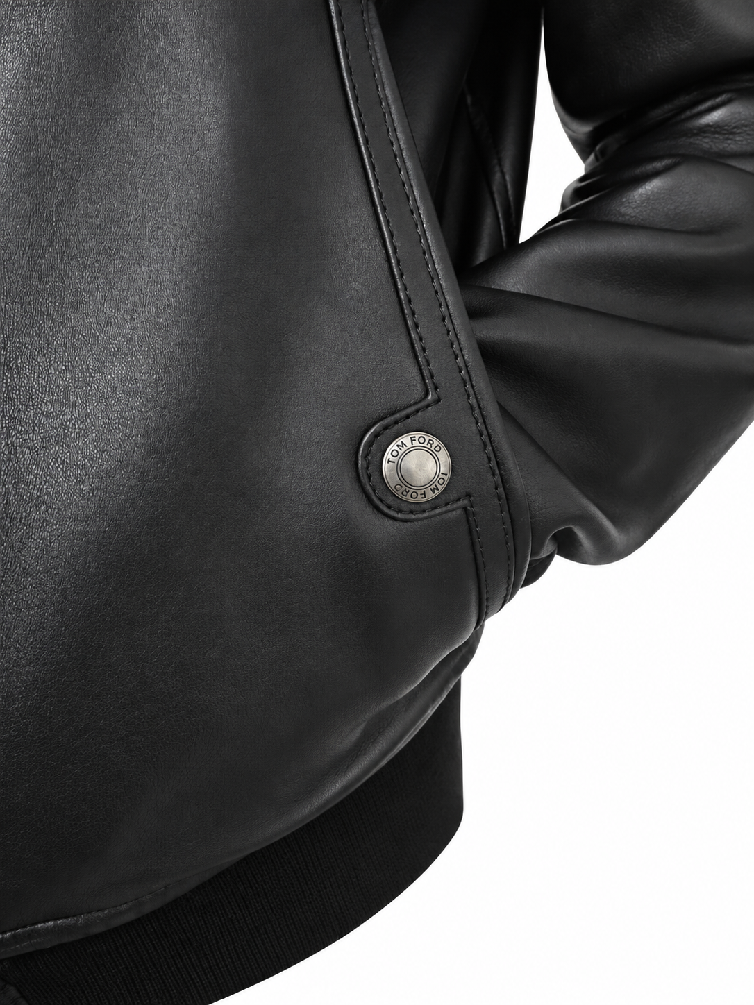 Tom Ford Black Lambskin Leather Bomber Jacket
