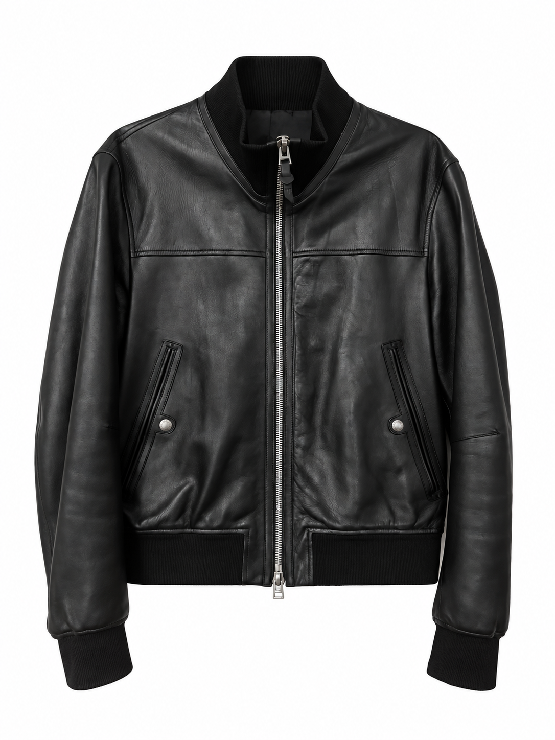 Tom Ford Black Lambskin Leather Bomber Jacket