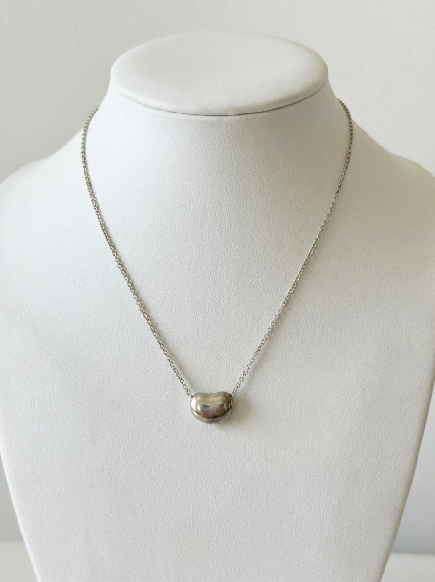 Tiffany & Co. Elsa Peretti Sterling Silver Bean Design Pendant Necklace (9mm)