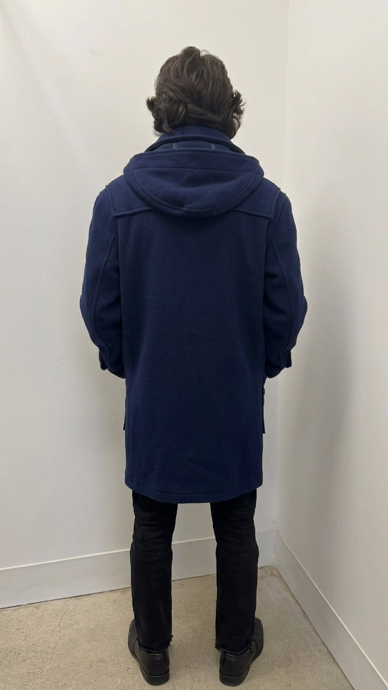 Burberry Hooded Navy Wool Duffle Coat