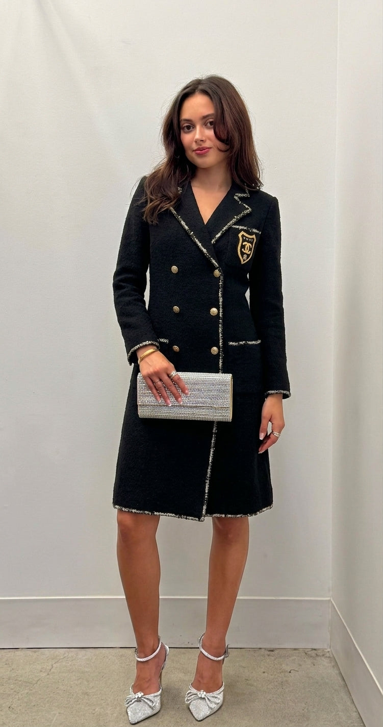 Chanel Black Wool Double Breasted Coat