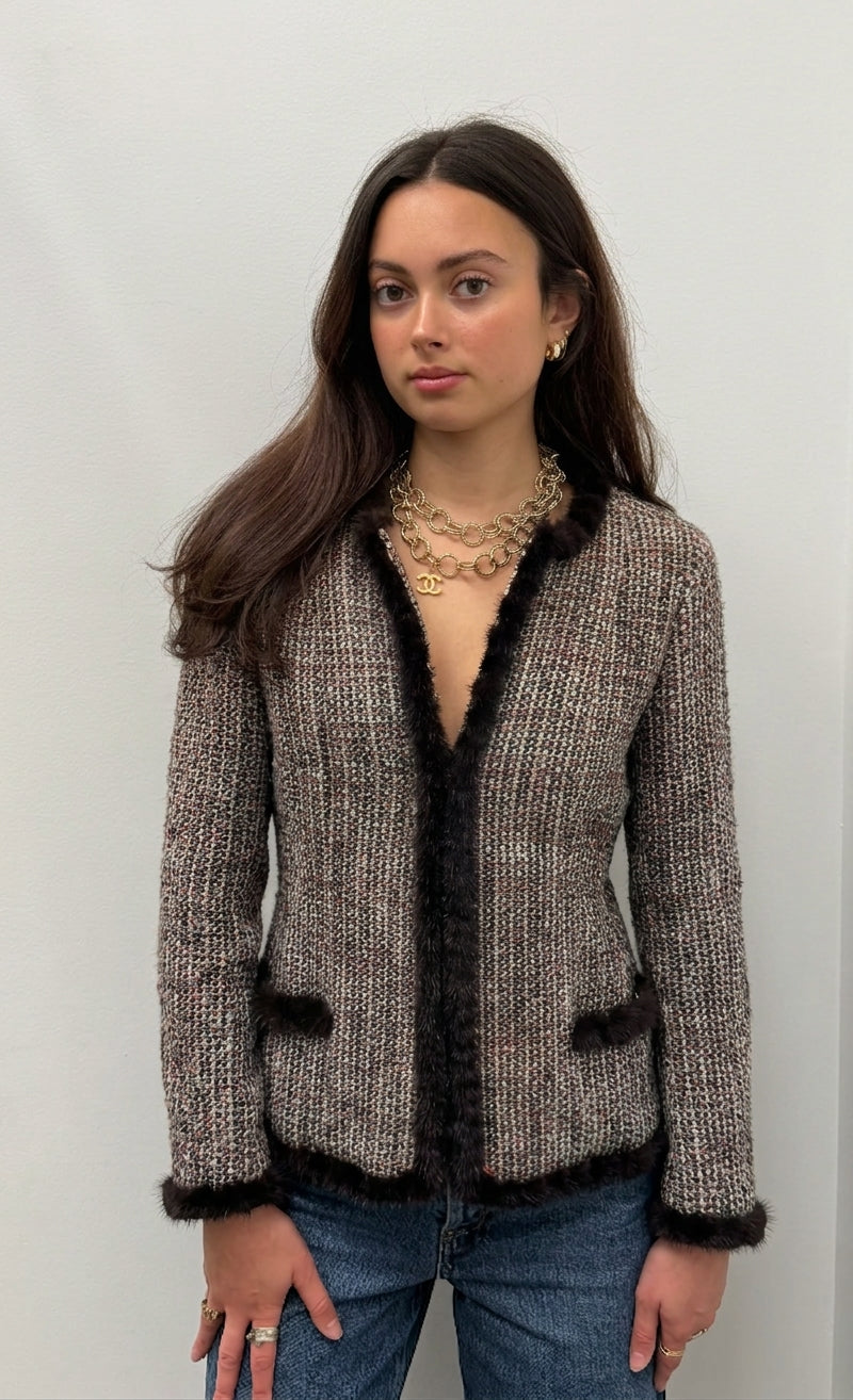 Chanel 03A Tweed & Mink Fur Jacket