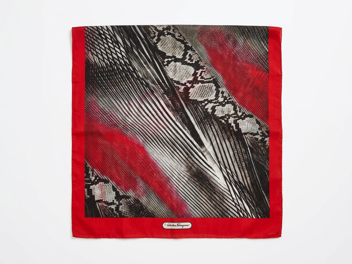 Salvatore Ferragamo Python Print Silk Chiffon Oblong Scarf