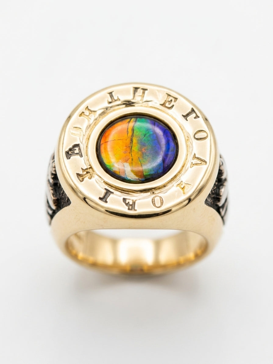 14K Gold Ammolite Dragonfly Signet Ring "For The Love Of It"