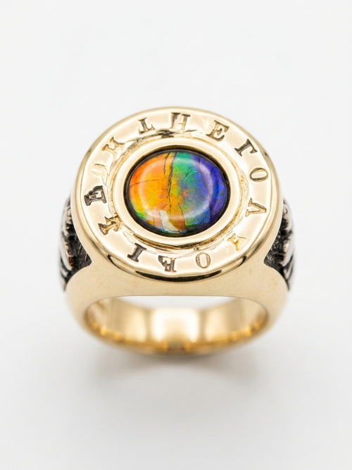 14K Gold Ammolite Dragonfly Signet Ring "For The Love Of It"