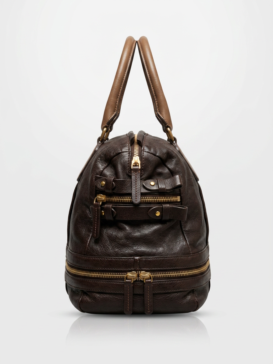 Chloé Paddington Double Zip Bowler in Brown Leather