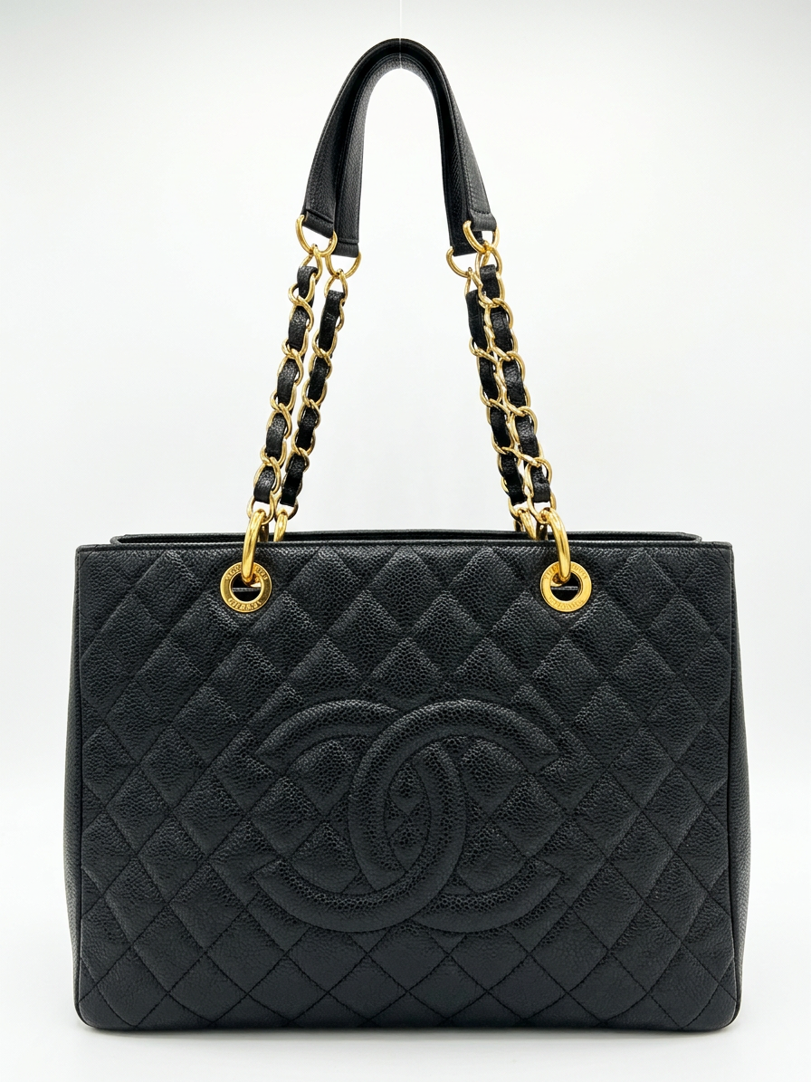 Chanel Grand Shopping Tote (GST), Black Caviar with Gold Hardware
