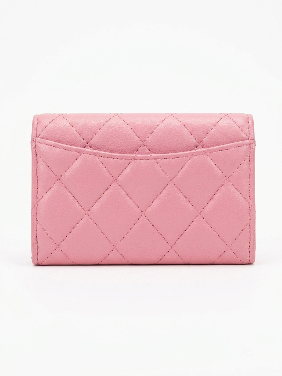 Chanel Classic Quilted Lambskin Flap Card Holder in Pink