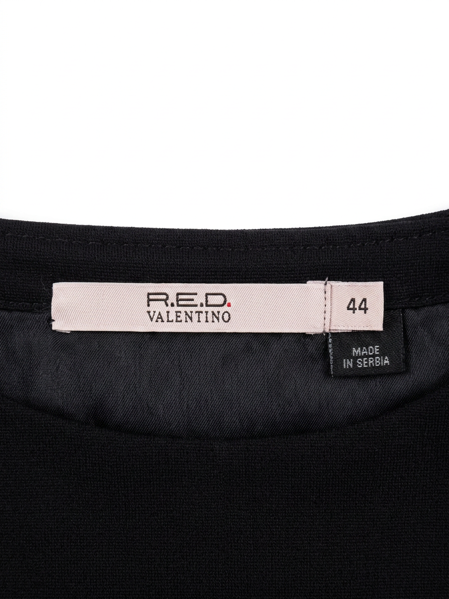 R.E.D. Valentino Black Ribbed Sleeveless Sheath Dress