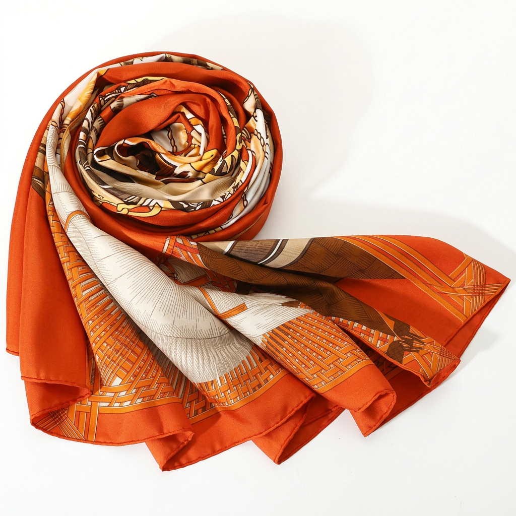 Hermes Cavalier en Formes Silk Carré Scarf (Orange)