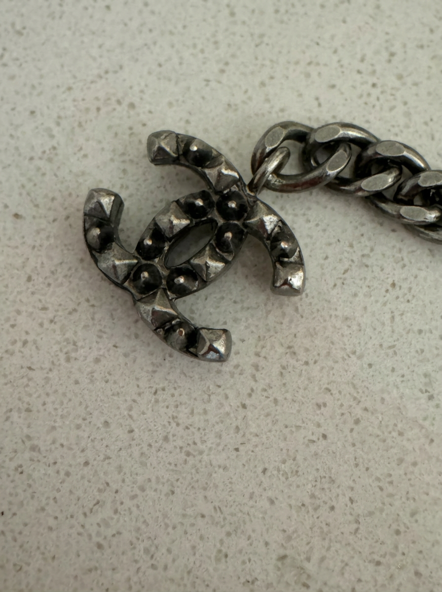 Chanel Ruthenium CC Chain Belt and Stud Earring Set
