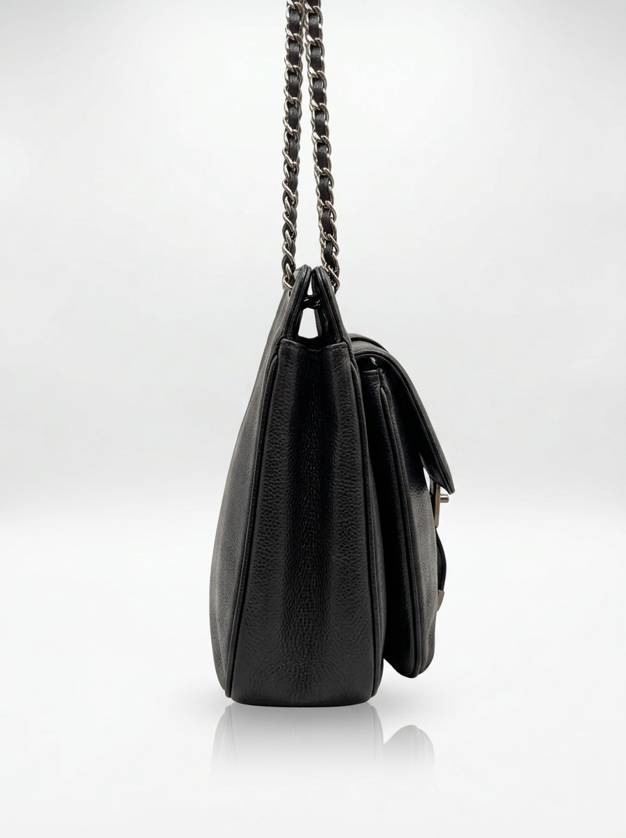 Chanel Mademoiselle Black Calfskin Hobo Bag