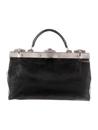 Balmain Leather Top Handle Bag, Black Leather, Silver Hardware