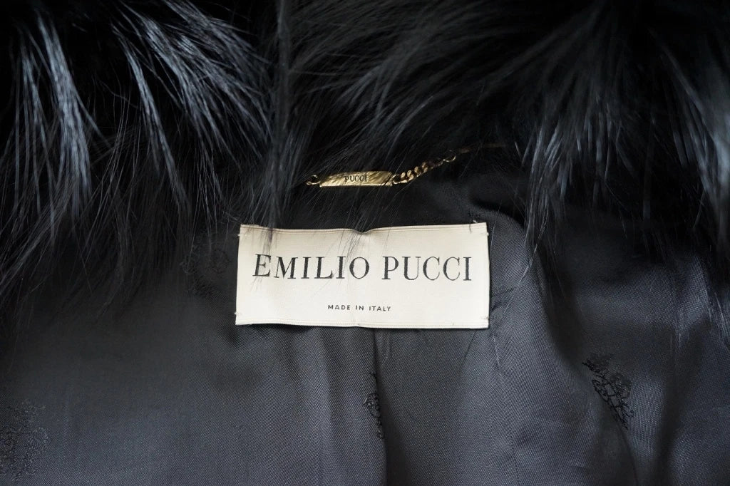 Emilio Pucci Runway Animal Print Calf Hair Coat with Fox and Kidassia Goat Trim