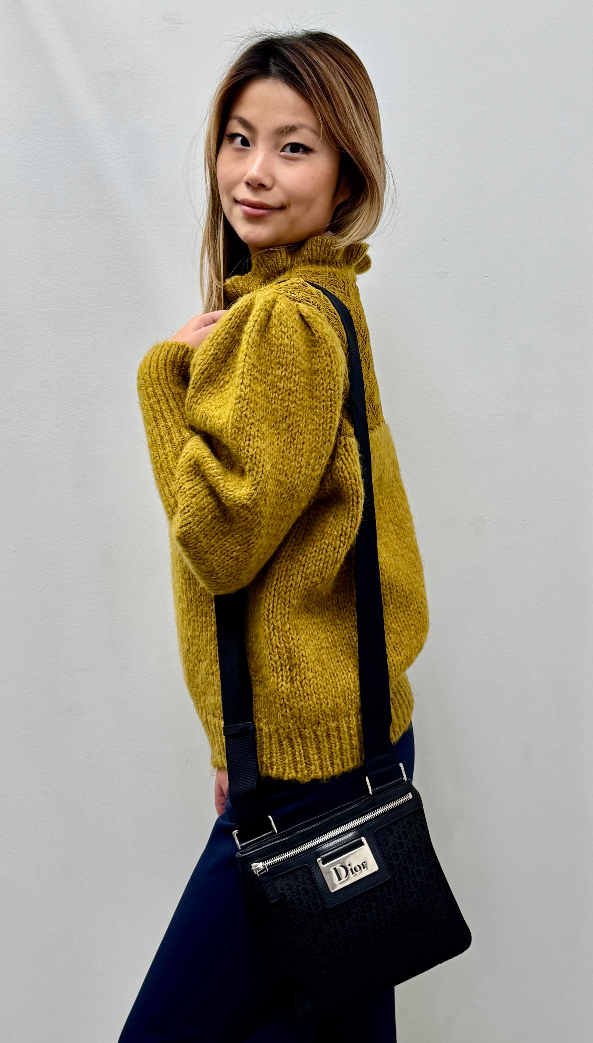 Dior Black Logo Jacquard Trotter Crossbody Bag