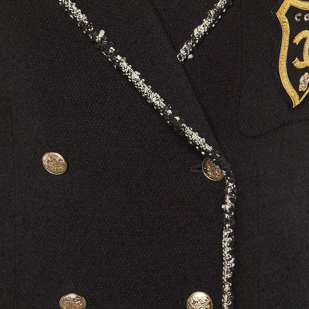 Chanel Black Wool Double Breasted Coat