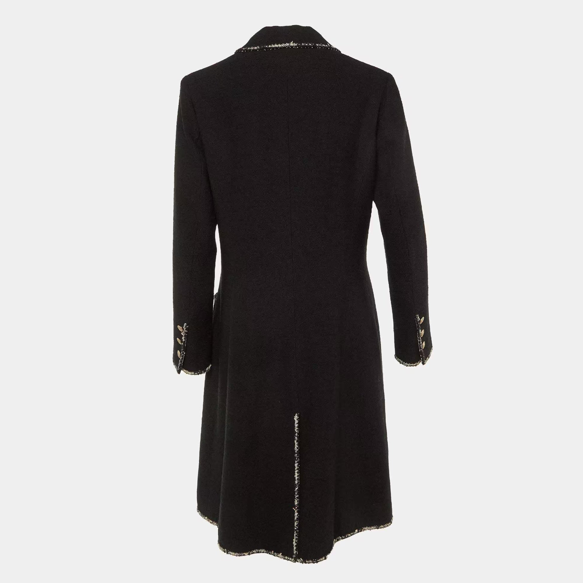 Chanel Black Wool Double Breasted Coat