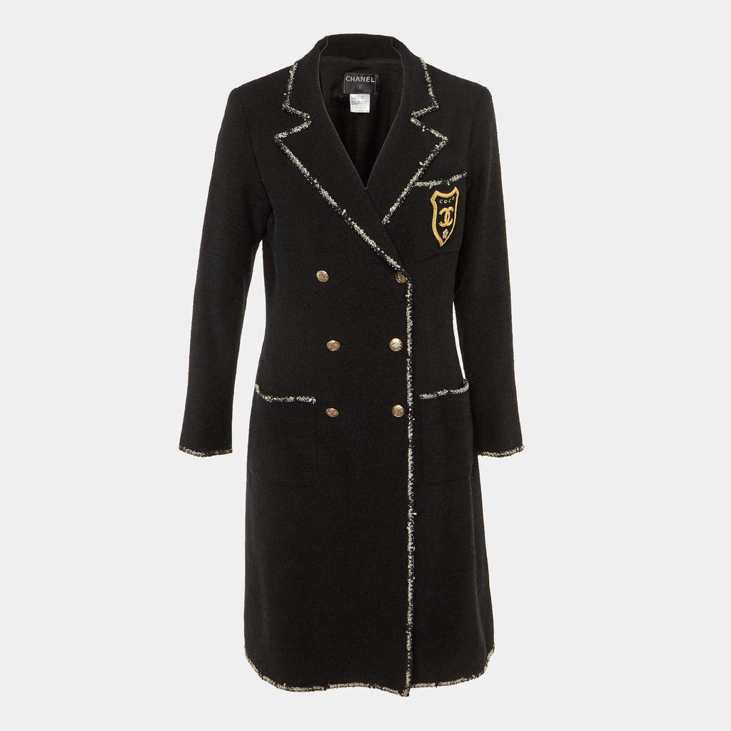 Chanel Black Wool Double Breasted Coat