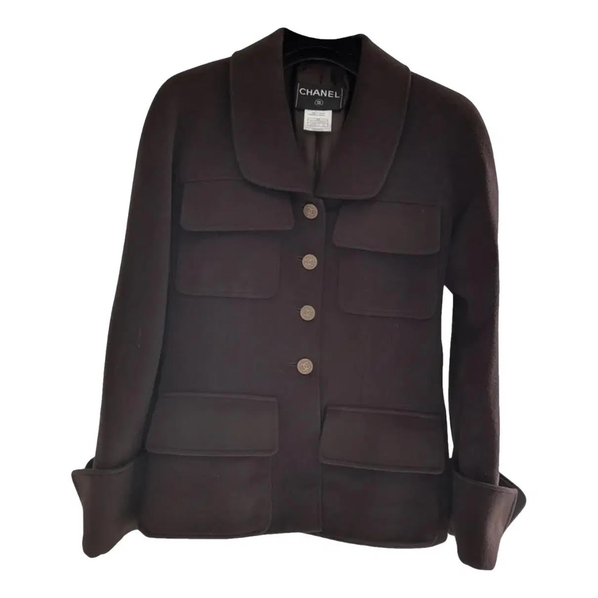 Chanel Brown Cashmere Button Front Jacket