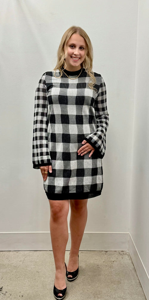 Alexander McQueen Checked Wool-Blend Shift Dress