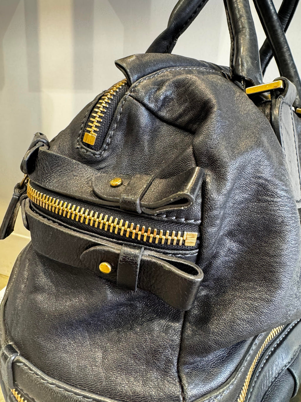 Chloé Paddington Double Zip Bowler in Black Leather