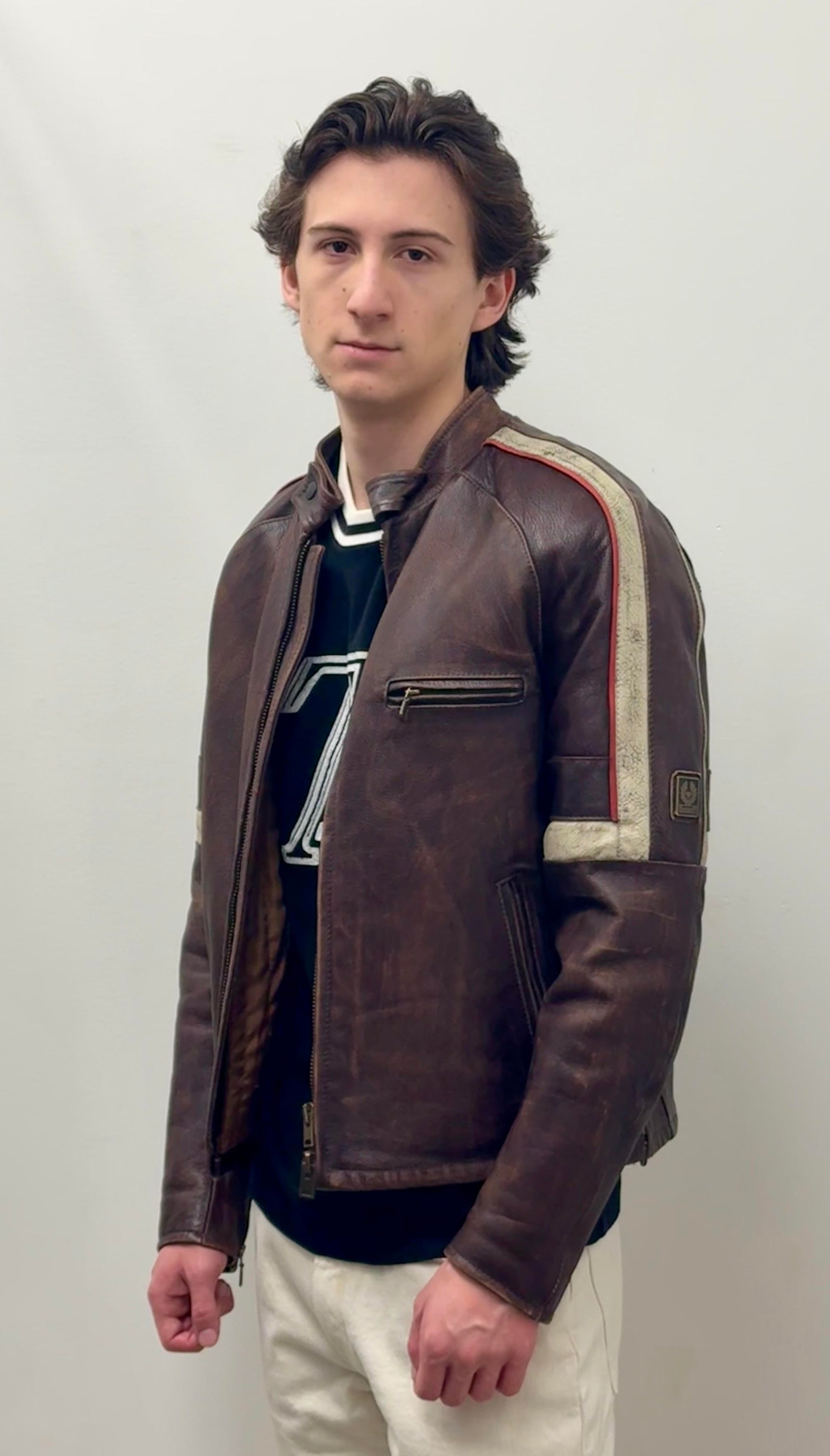 Belstaff “Hero” Brown Leather Motorcycle Jacket
