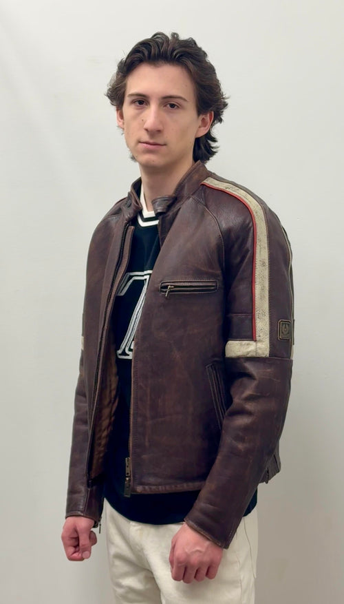 Belstaff “Hero” Brown Leather Motorcycle Jacket