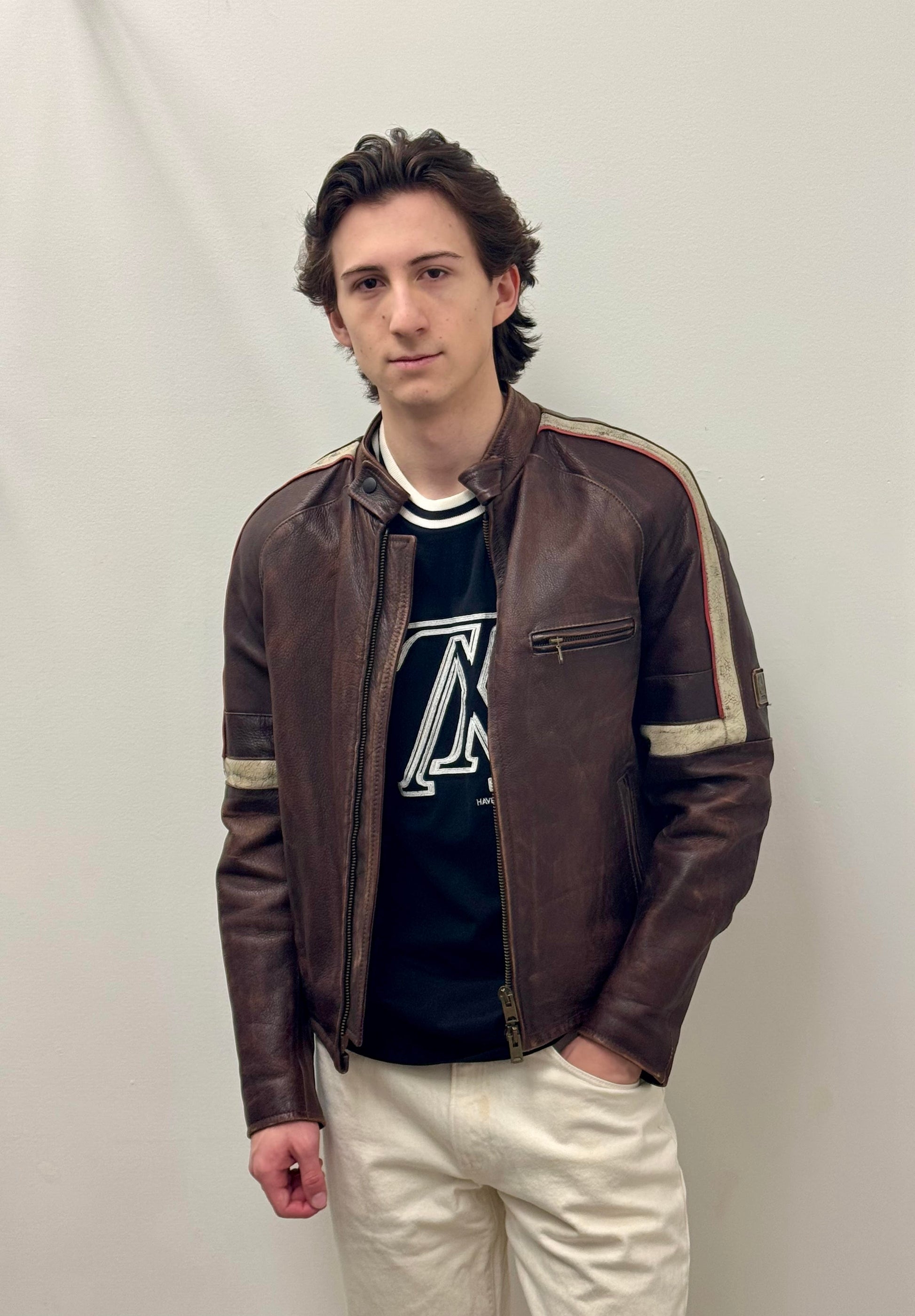 Belstaff “Hero” Brown Leather Motorcycle Jacket