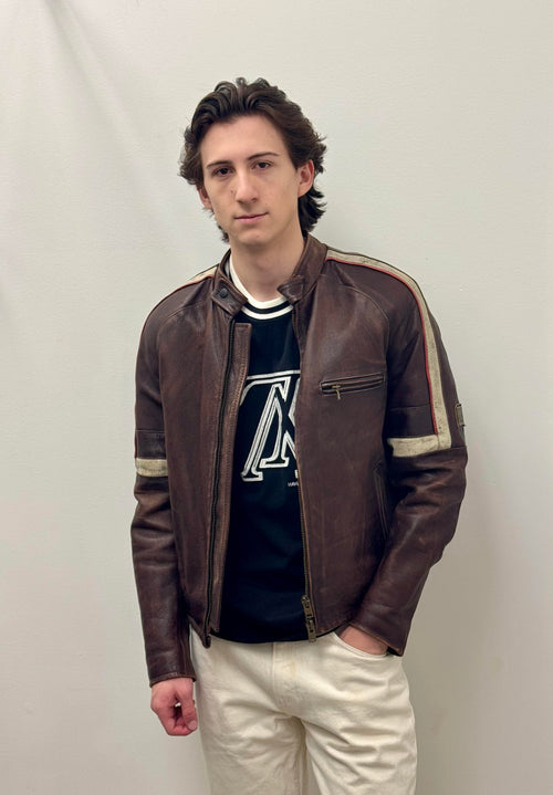 Belstaff “Hero” Brown Leather Motorcycle Jacket