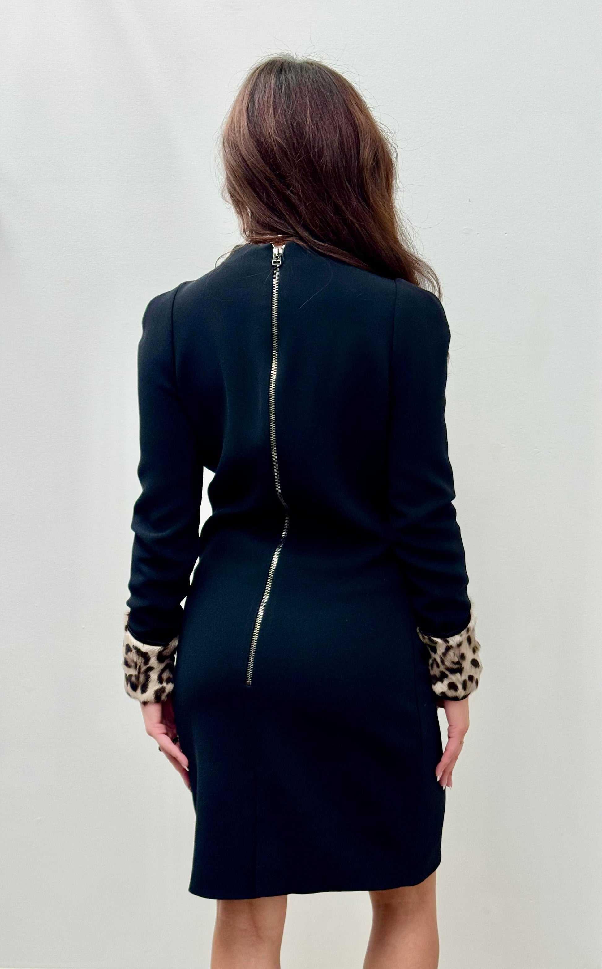 Tom Ford Leopard Print Calf‑Hair Cuff Dress