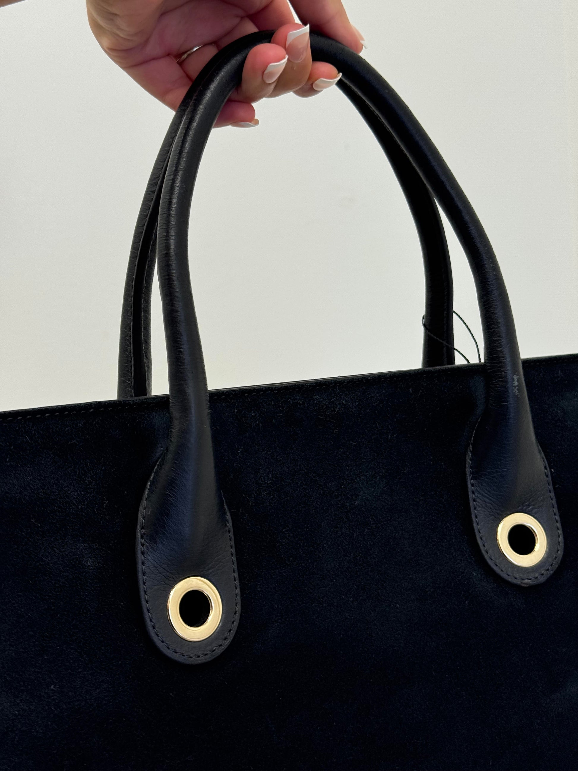 Jimmy Choo Riley Large Tote Black Suede with Gold Hardware